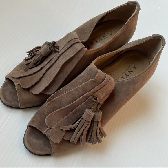 Anyi Lu wedge suede peep toe Made in Italy - Picture 5 of 12